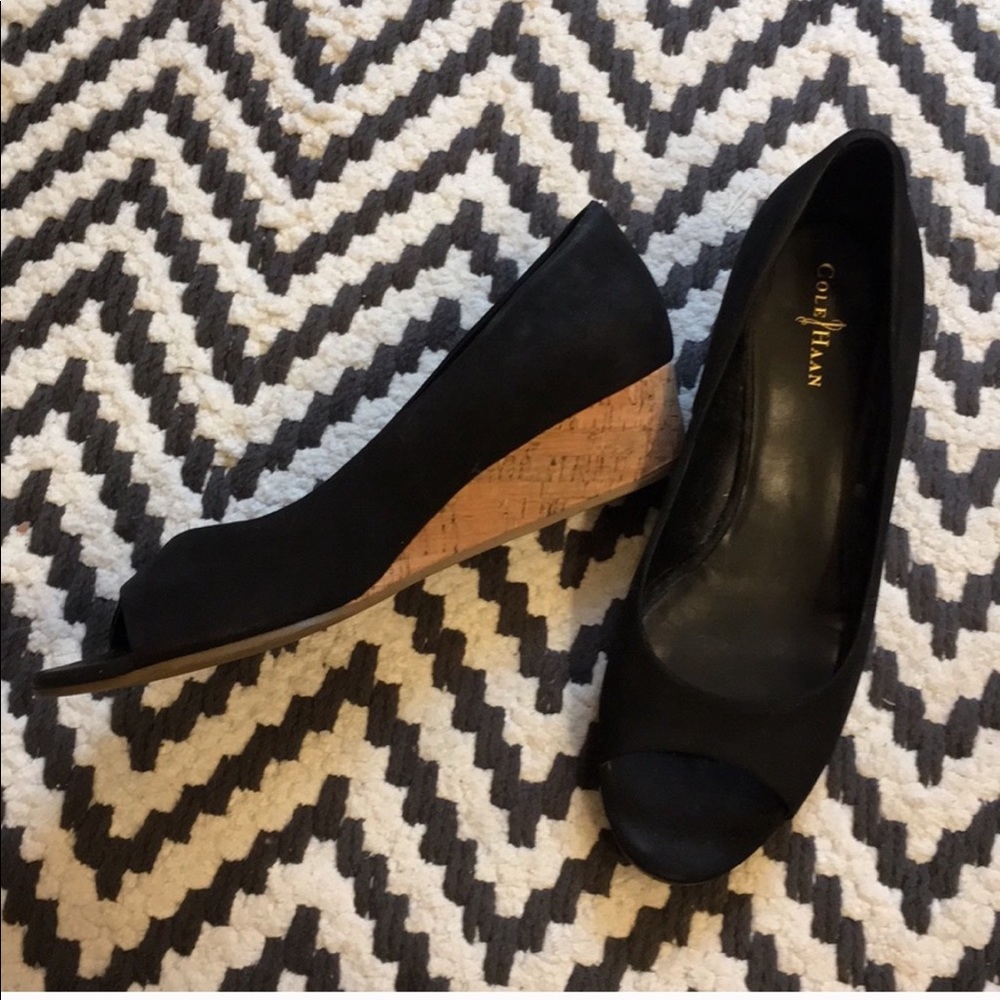 Cole Haan Peep Toe Cork Wedges